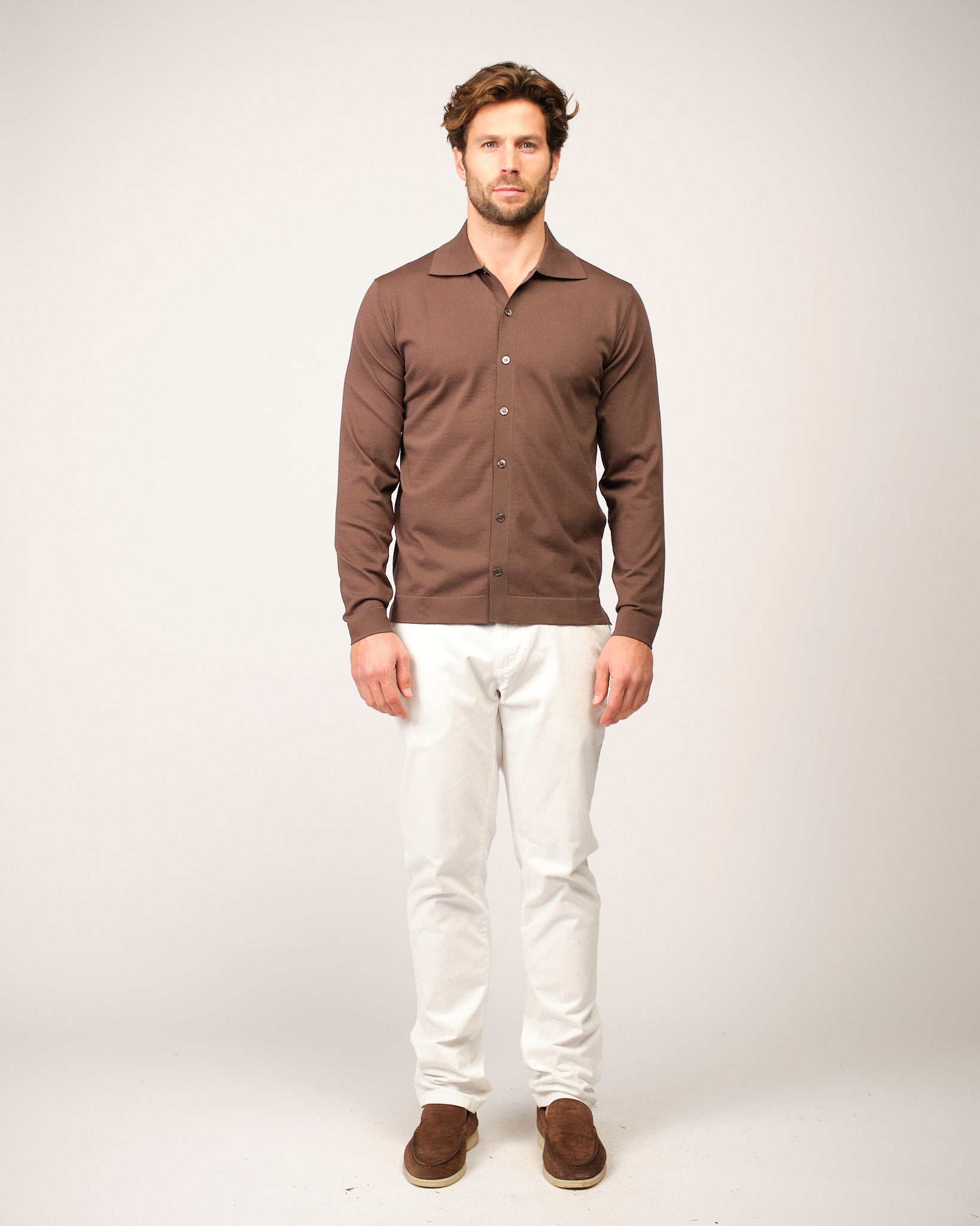The Knitted Button Shirt Brown