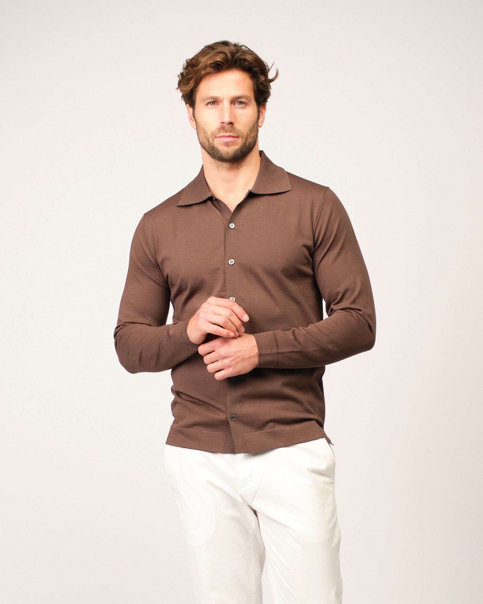 The Knitted Button Shirt Brown