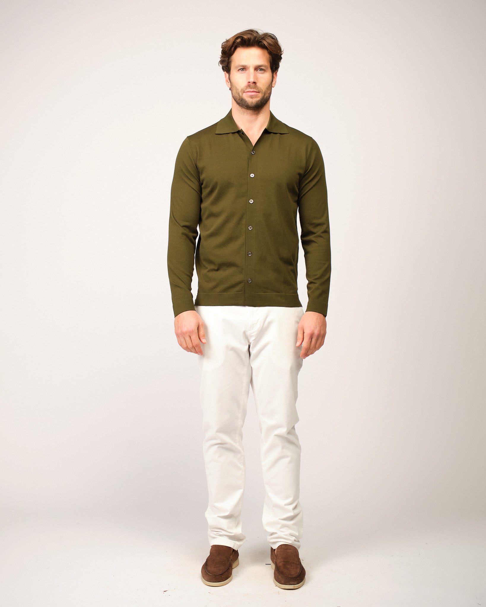 The Knitted Button Shirt Green
