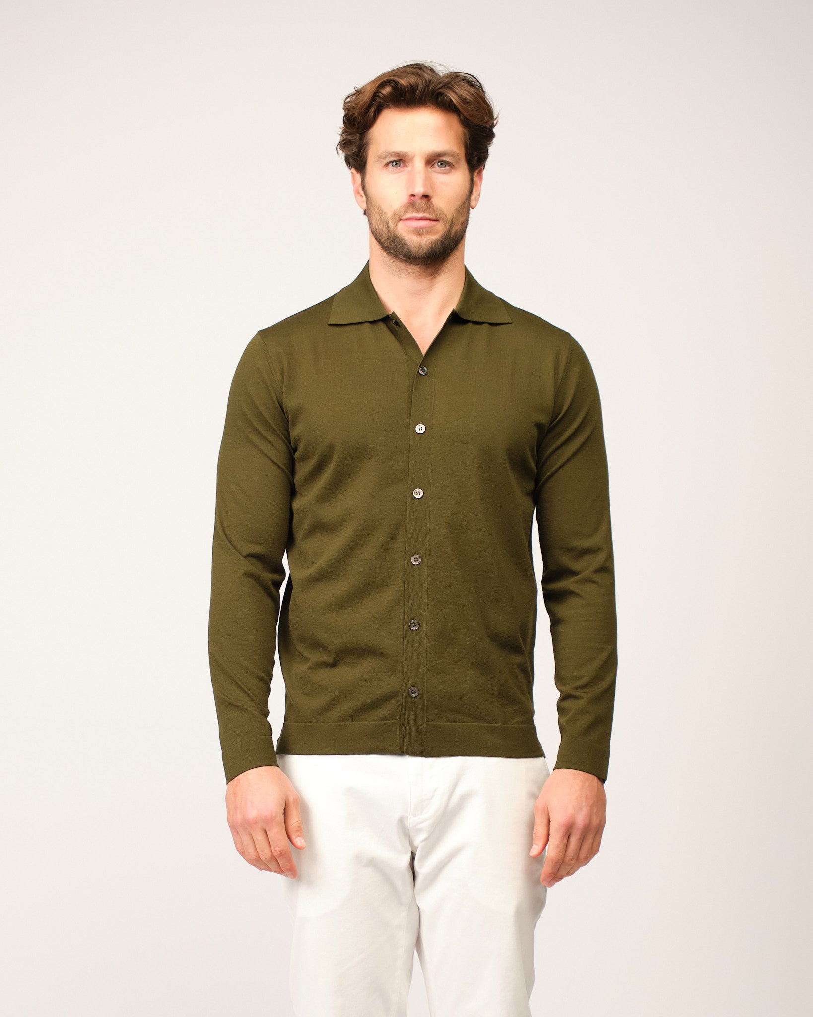The Knitted Button Shirt Green