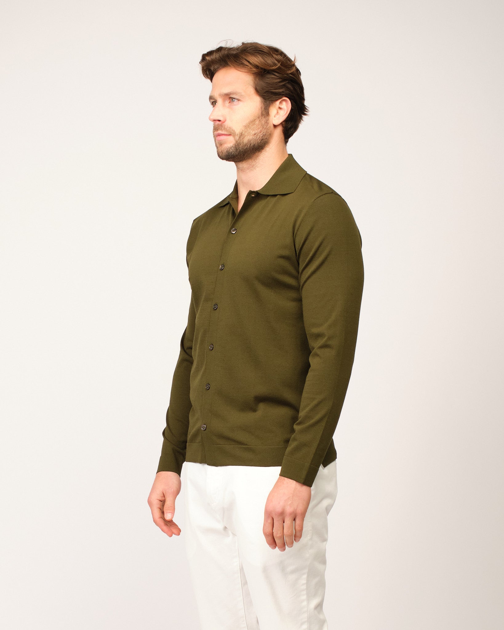 The Knitted Button Shirt Green
