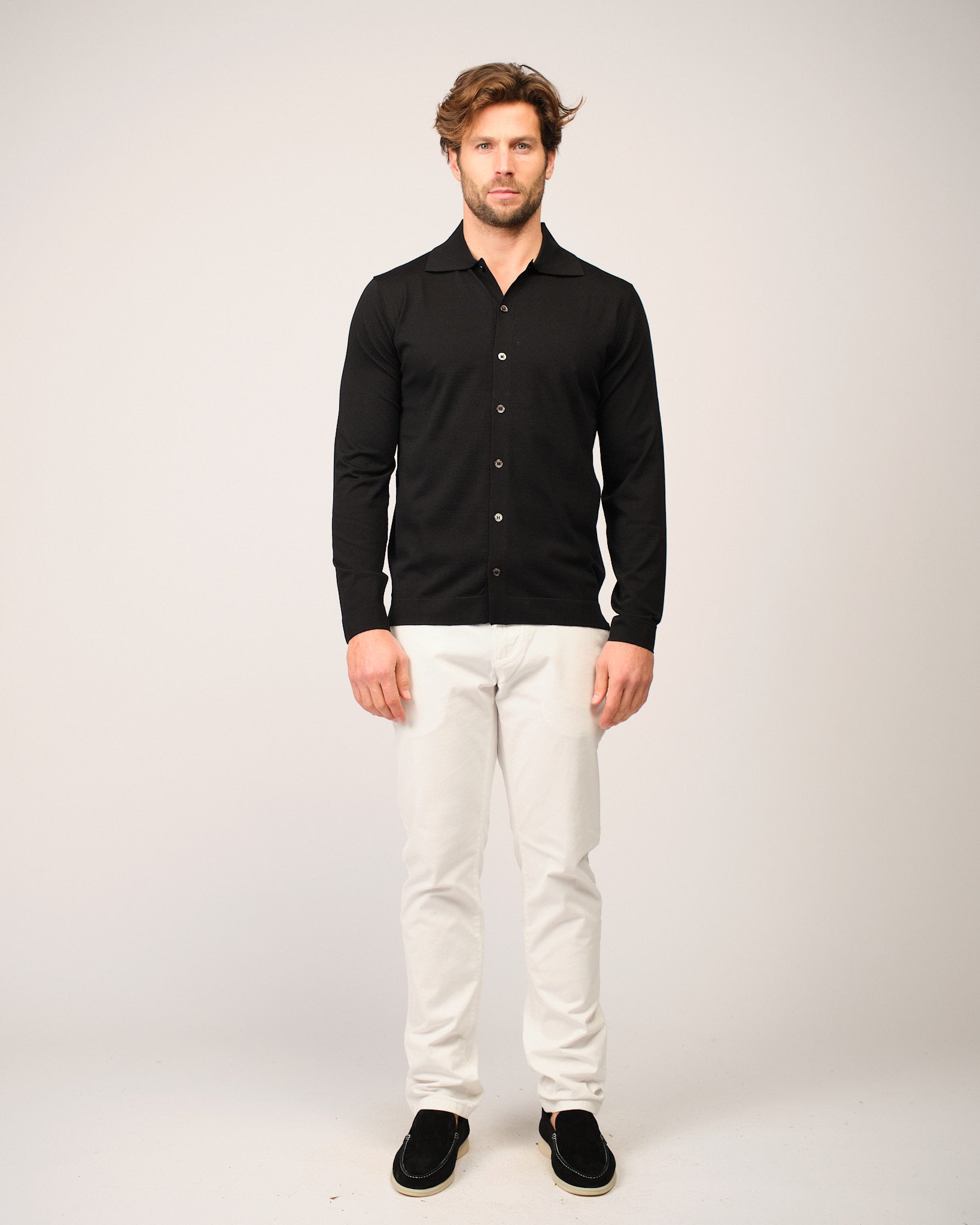 The Knitted Button Shirt Black