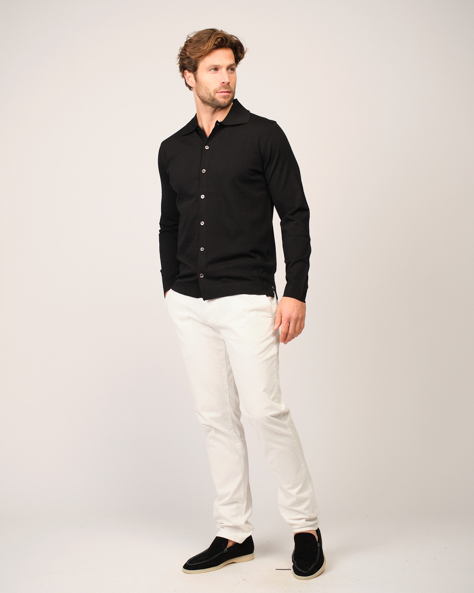 The Knitted Button Shirt Black