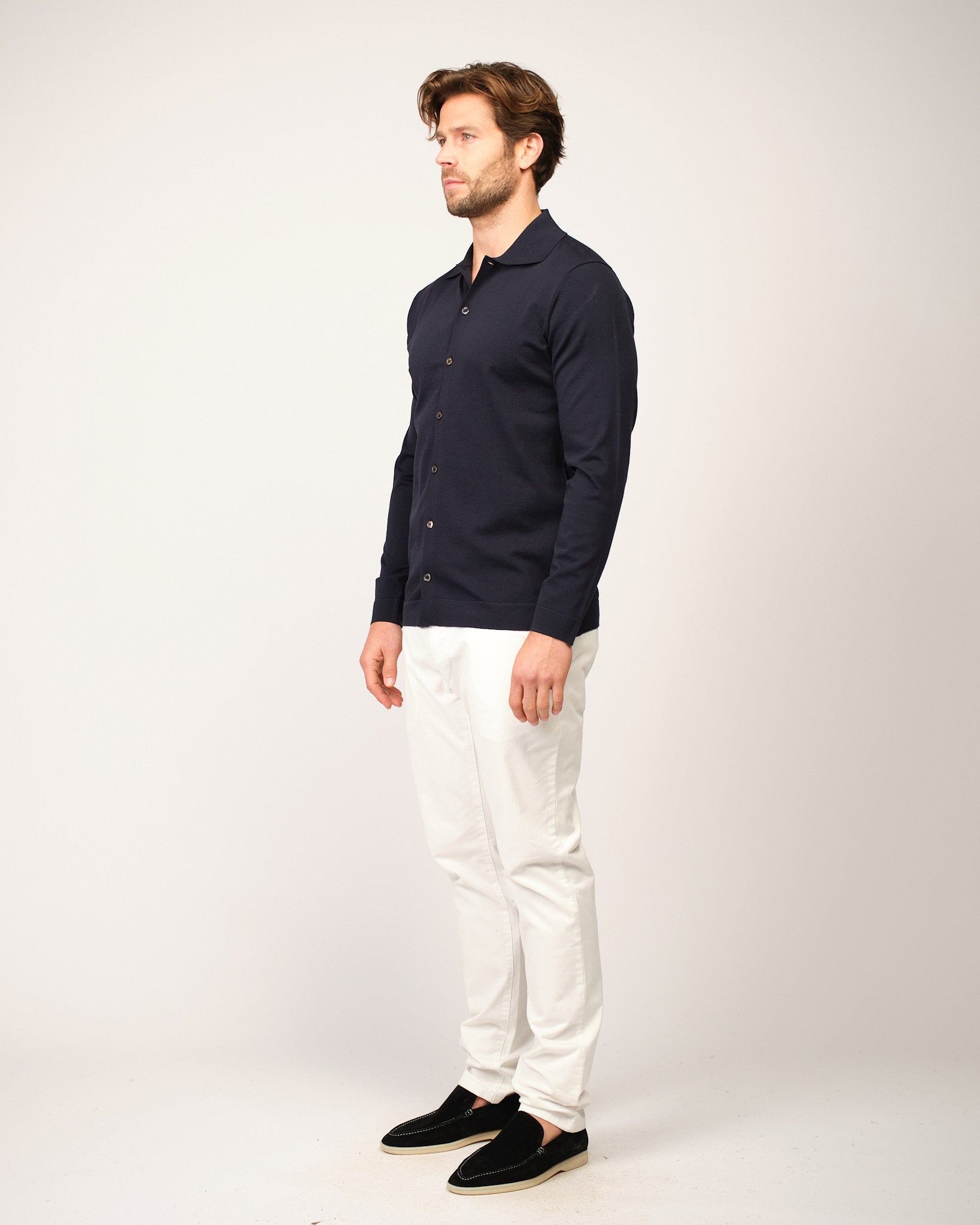 The Knitted Button Shirt Navy