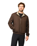 Man wearing a brown jacket with a white background