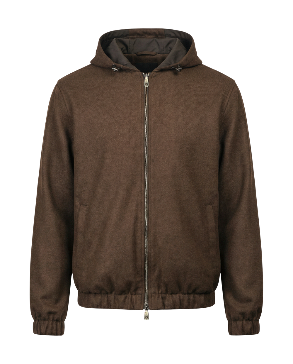 Brown jacket with a hood on a white background