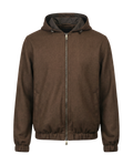 Brown jacket with a hood on a white background
