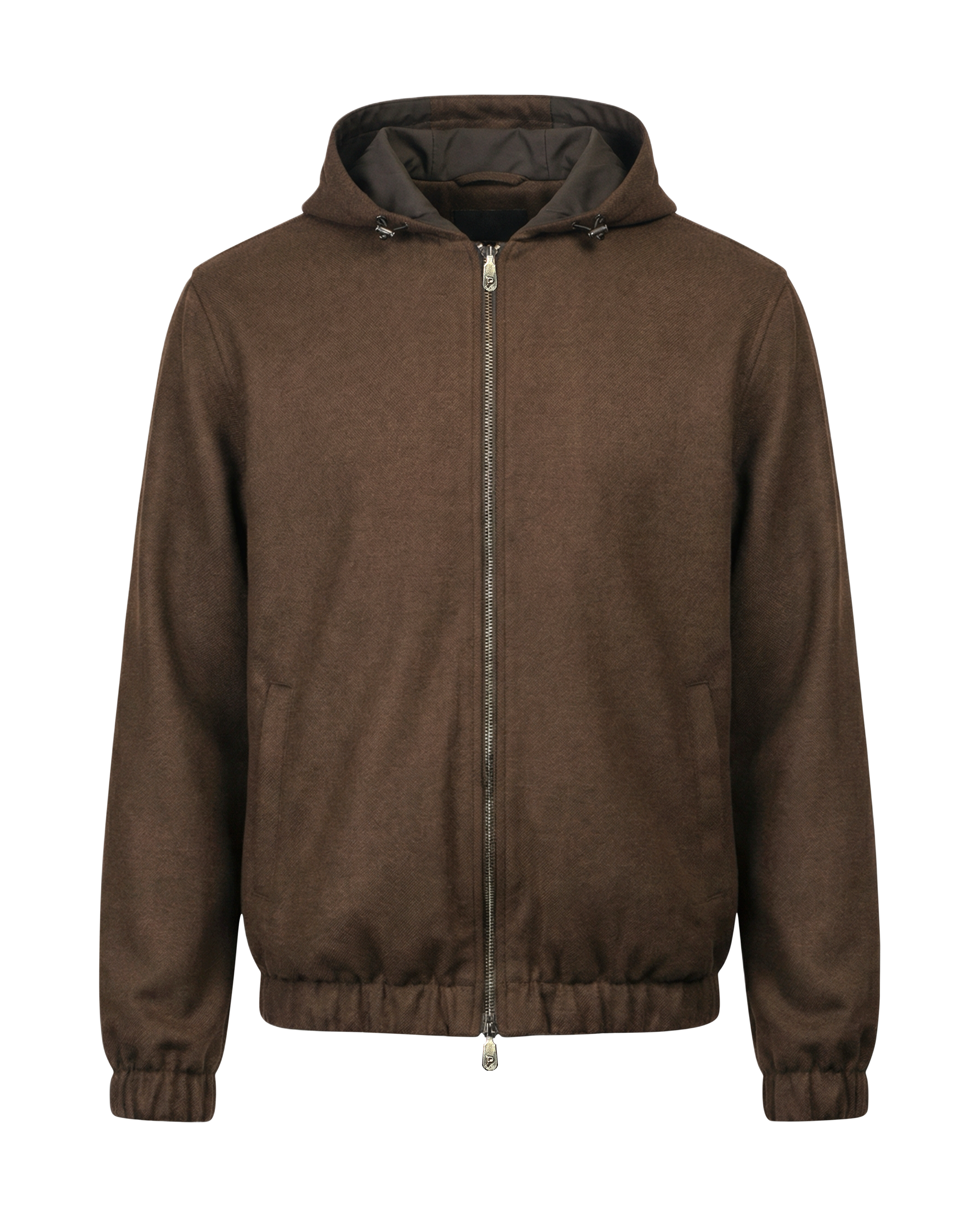 Brown jacket with a hood on a white background