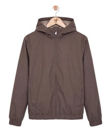 Reversible Hooded Wool City Jacket Beige Brown