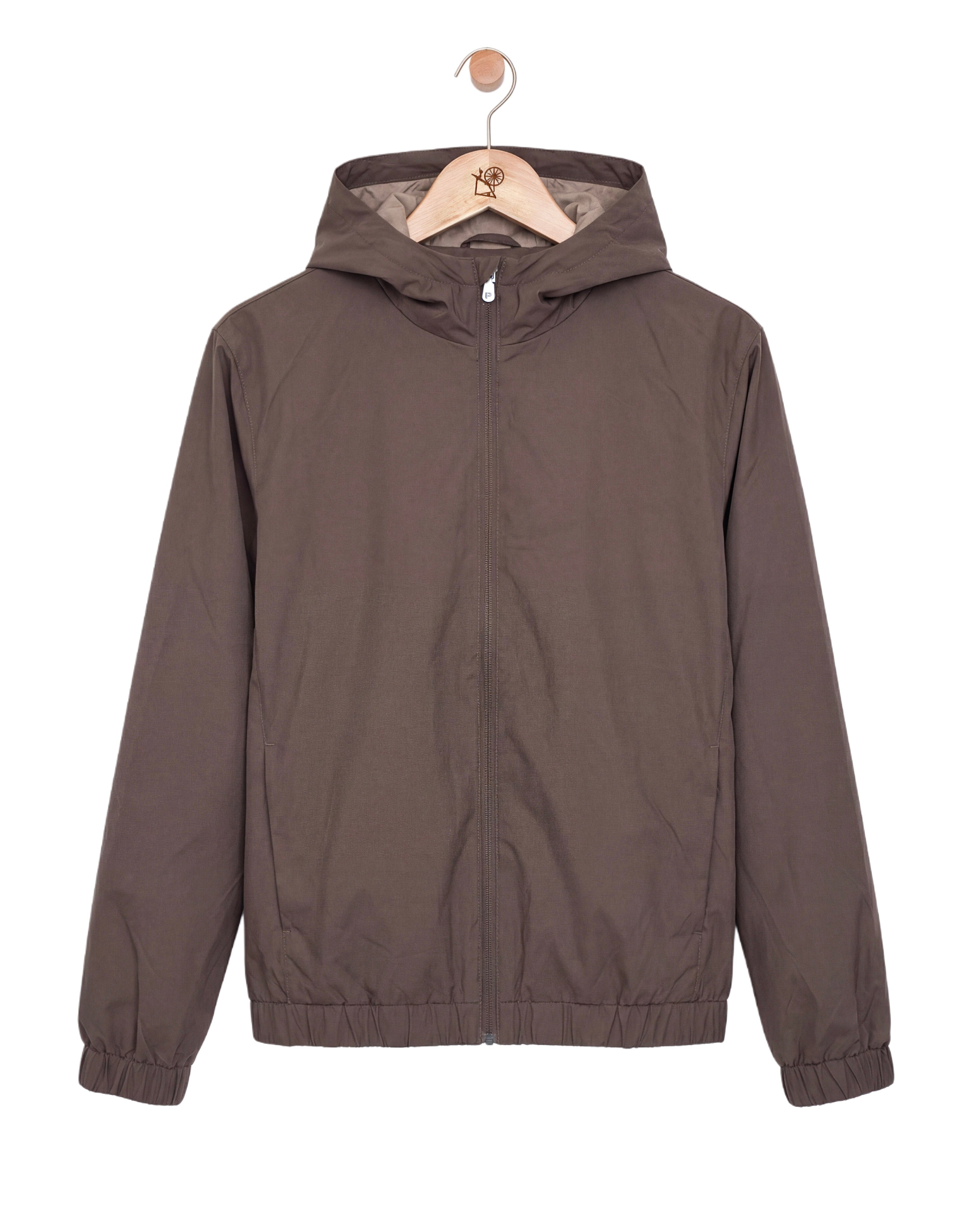 Reversible Hooded Wool City Jacket Beige Brown