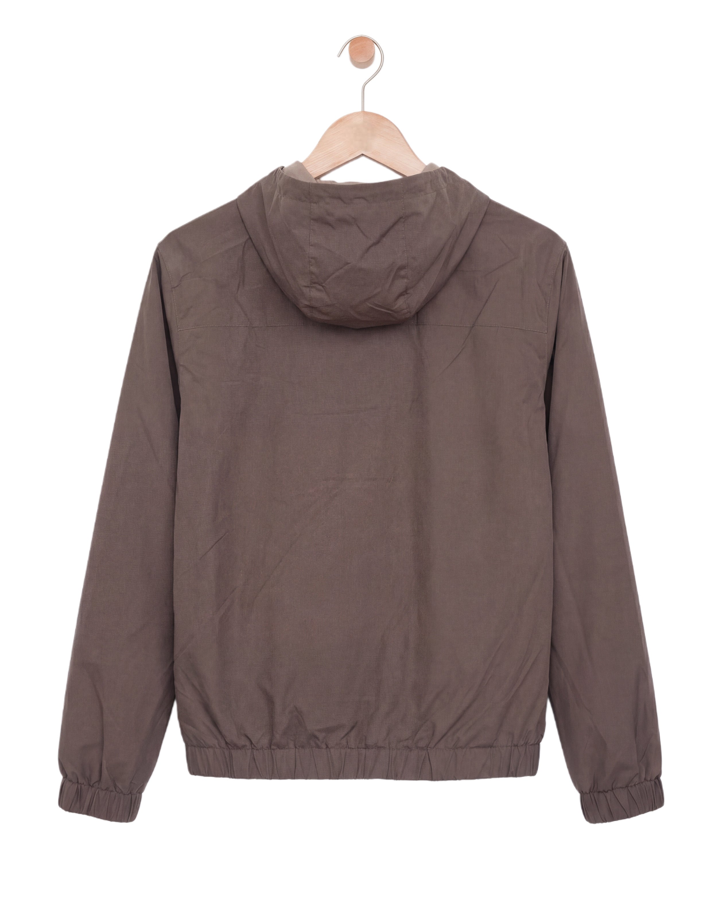 Reversible Hooded Wool City Jacket Beige Brown