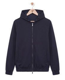 Reversible Hooded Wool City Jacket Double Navy