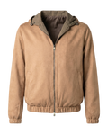 Brown jacket with a hood on a white background