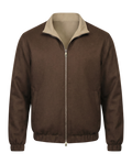 Brown jacket with beige collar on a white background