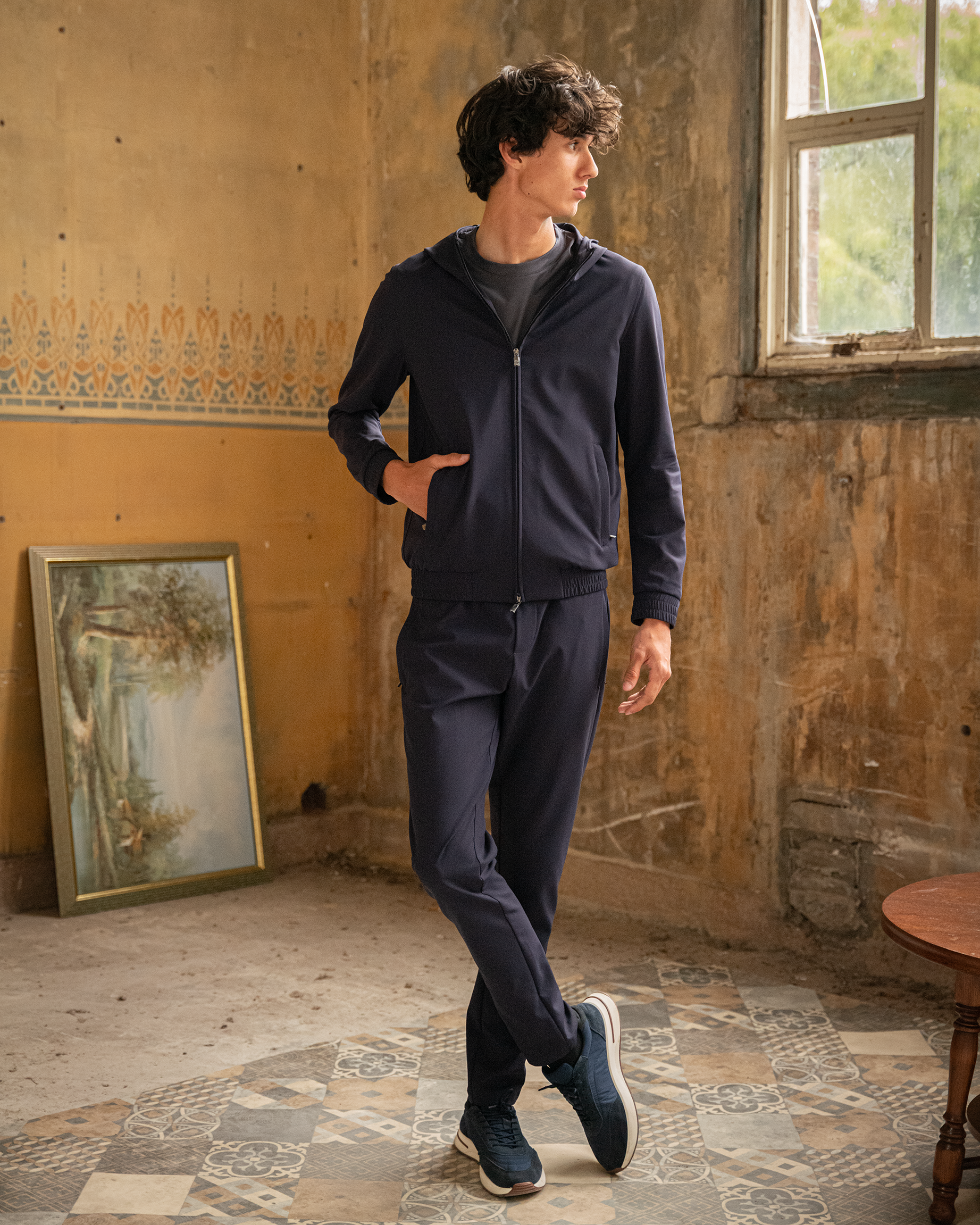 Hooded Tech Suit Navy