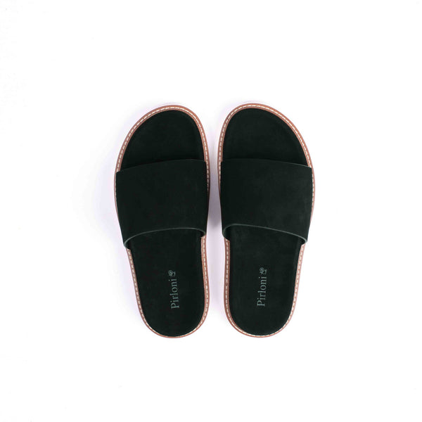 Black slippers with comfortable fit and stylish everyday casual footwear design
