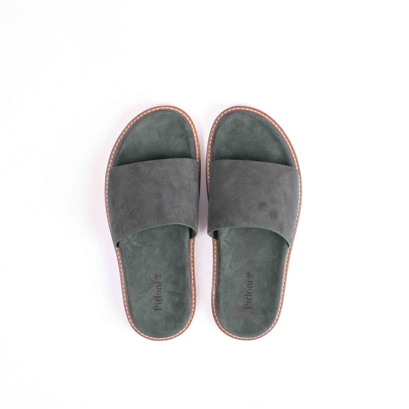 Grey Pirloni Slippers Front View for Refined Everyday Comfort
