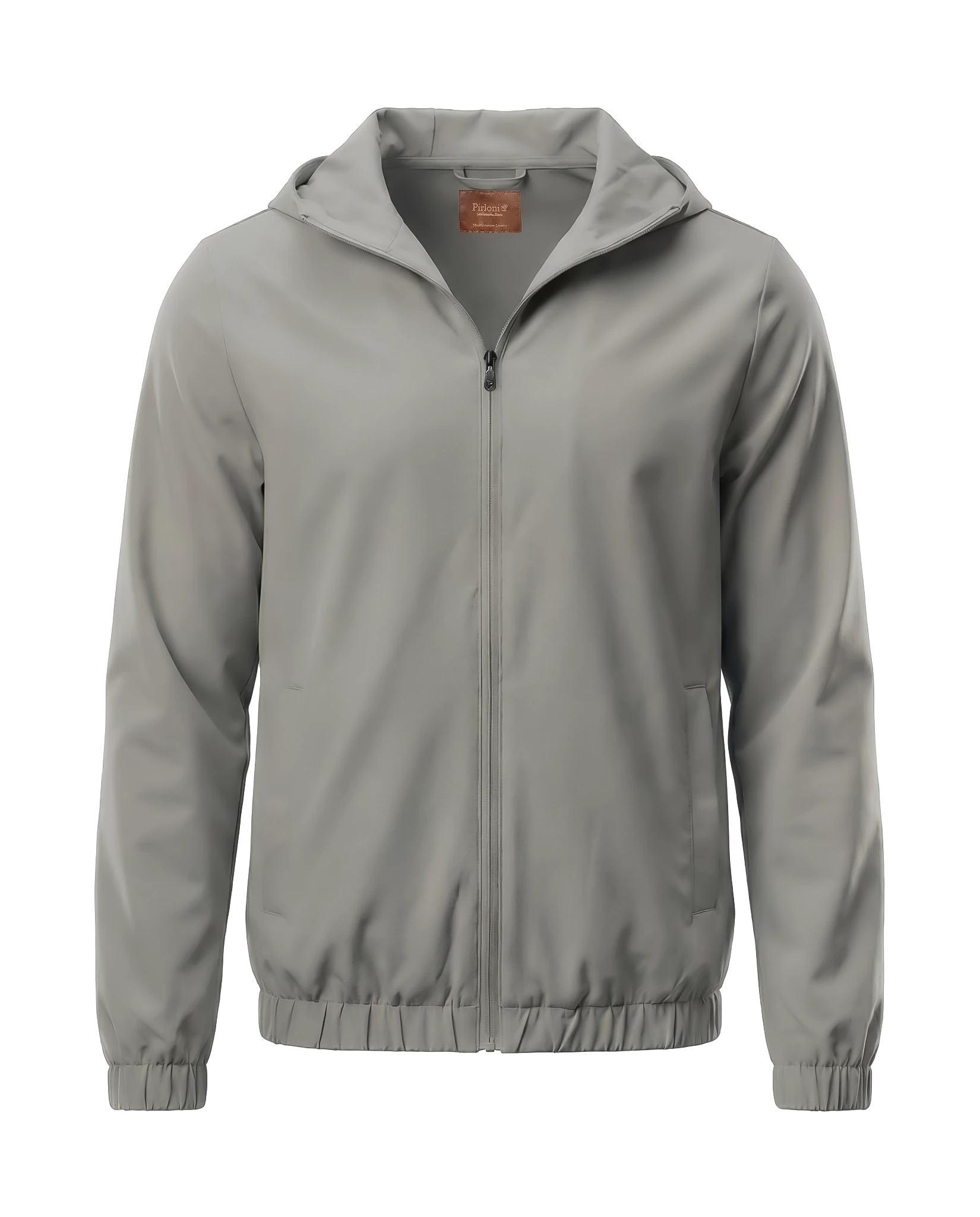 Gray jacket with a hood on a white background