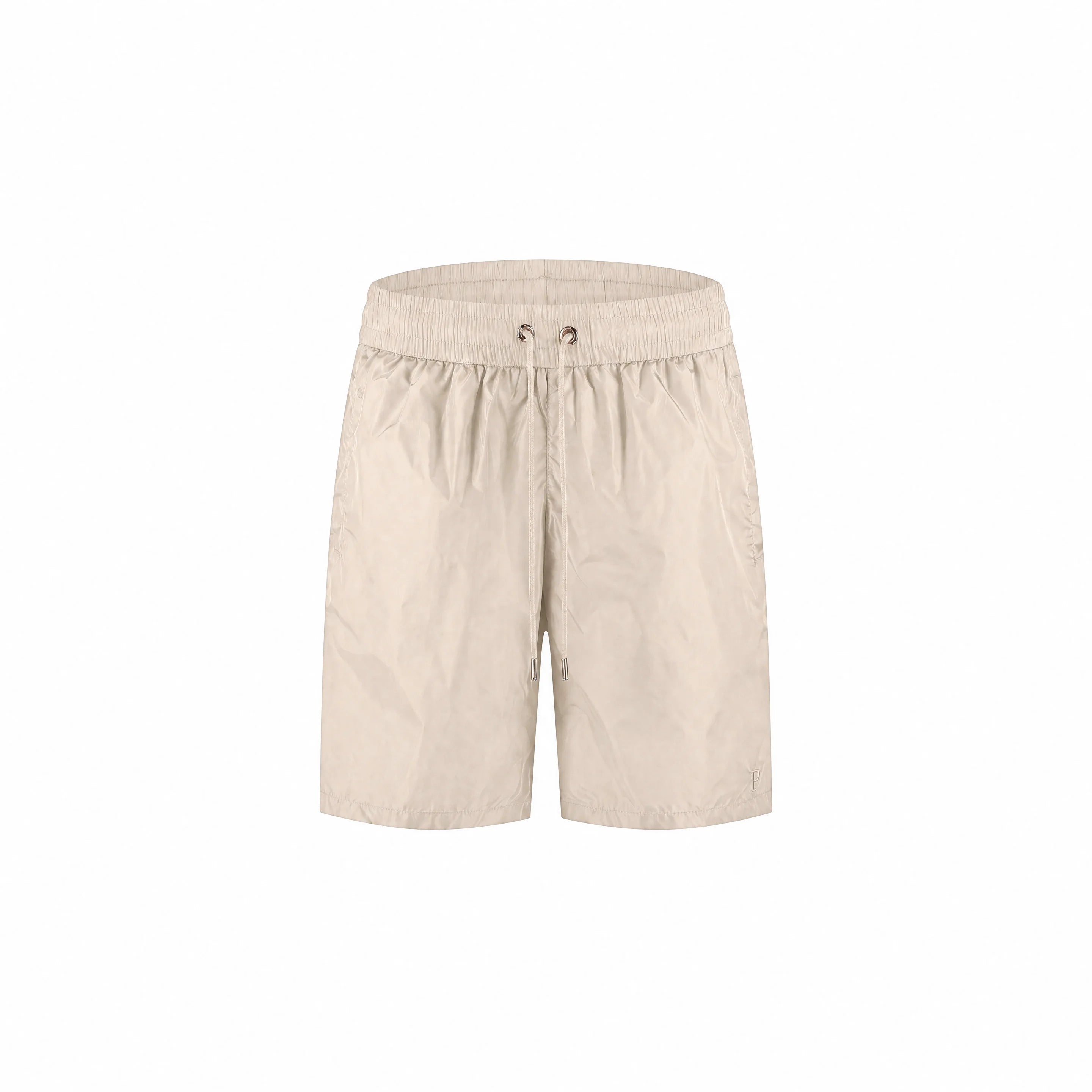 Beige Nylon Swim Shorts for Stylish Poolside Comfort
