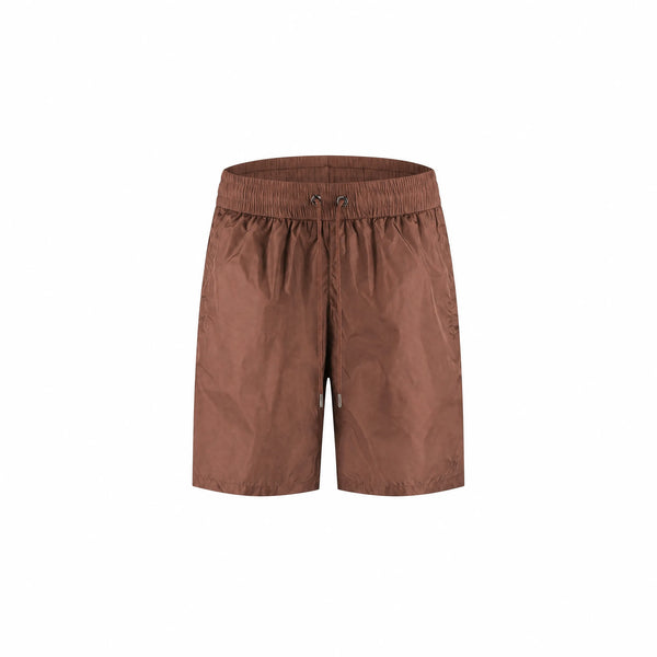 Brown Nylon Swim Shorts for Relaxed Poolside Comfort
