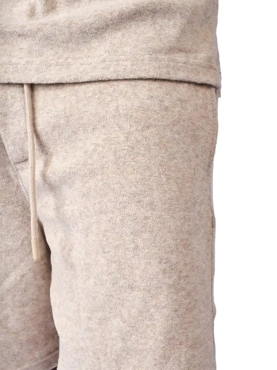 Beige Terry Resort Shorts for men with casual fit and premium summer style
