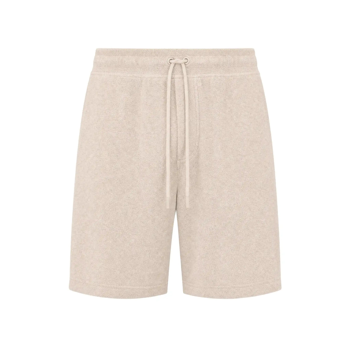 Beige Terry Resort Shorts for men with comfortable fit and summer casual style
