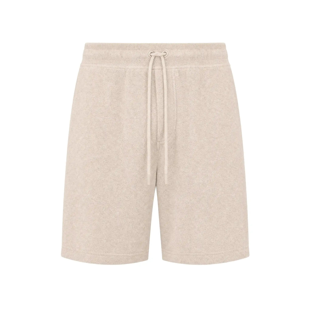Beige Terry Resort Shorts for men with comfortable fit and summer casual style

