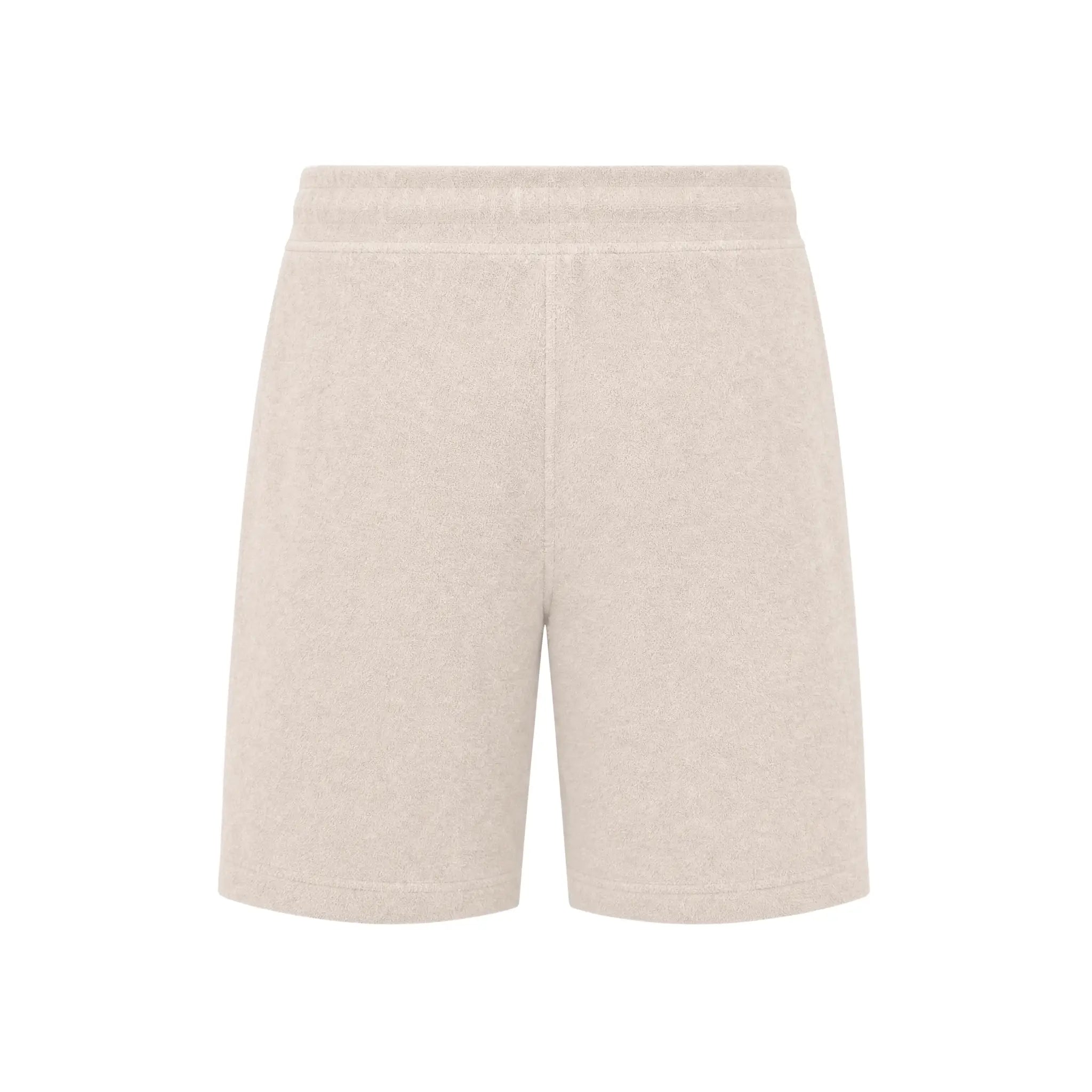 Beige Terry Resort Shorts for men with relaxed fit and lightweight summer style
