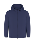 Navy blue hooded jacket on a white background