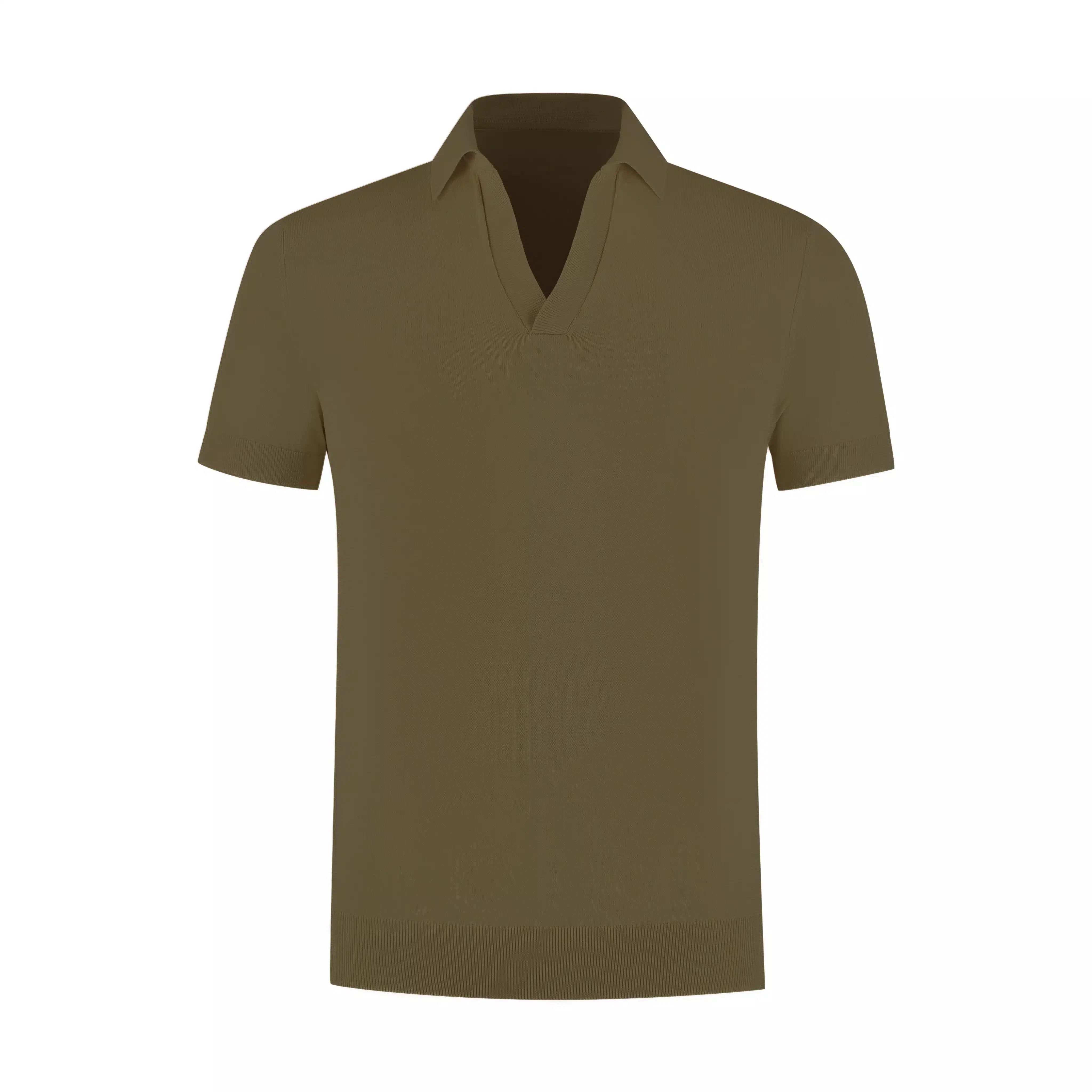Dark green men's linen polo shirt with premium casual fit, lightweight breathable summer wear
