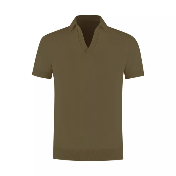 Dark green men's linen polo shirt with premium casual fit, lightweight breathable summer wear

