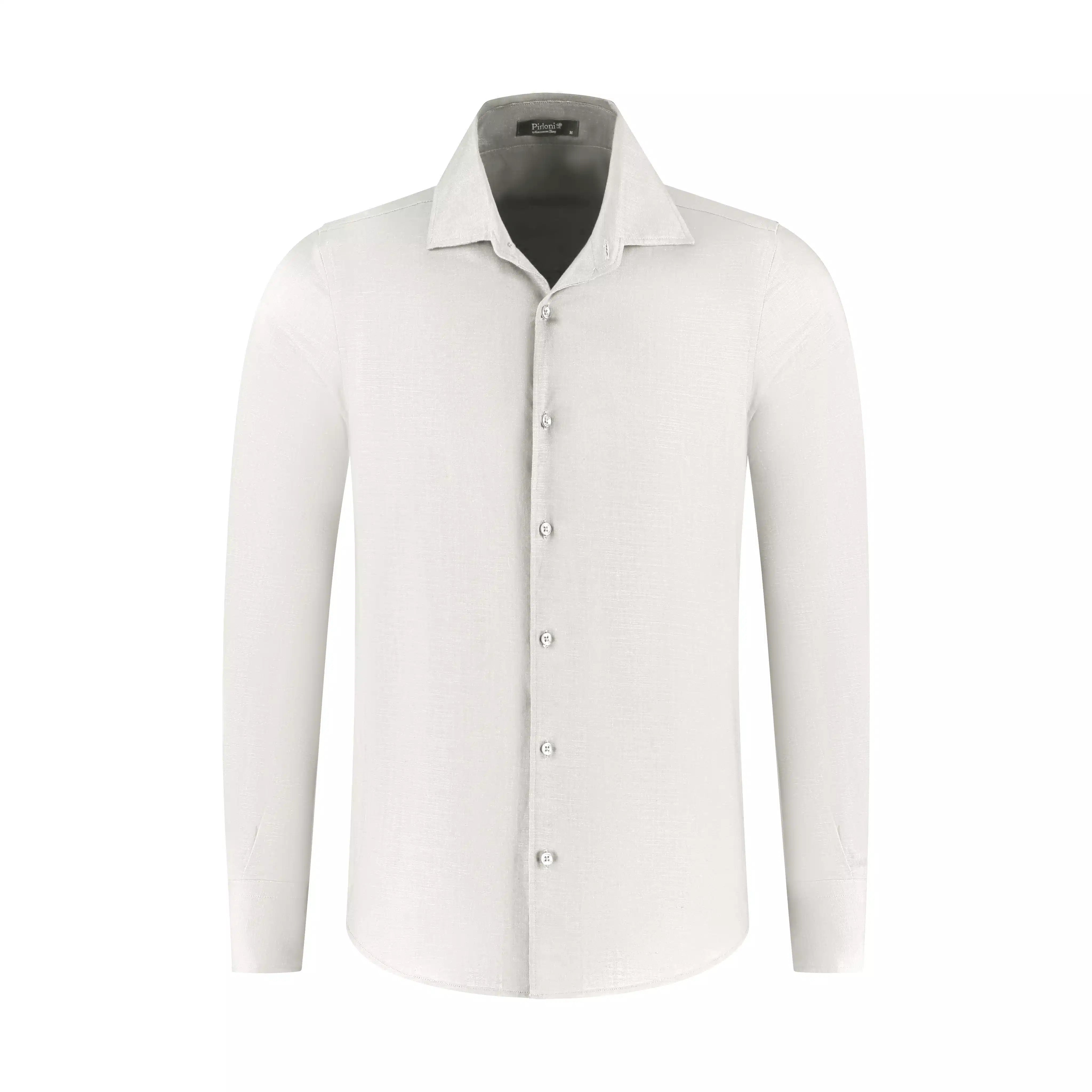 Men's linen button shirt with stylish relaxed fit, lightweight breathable summer wear style
