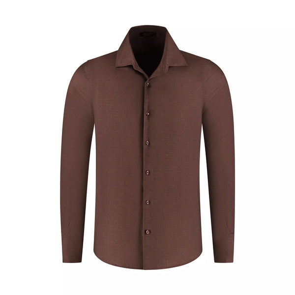 Brown shirt with a collar on a white background