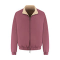Pink jacket with beige collar on a white background