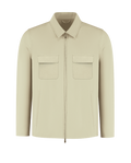 Beige jacket with two front pockets on a white background