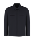 Black jacket with two front pockets on a white background