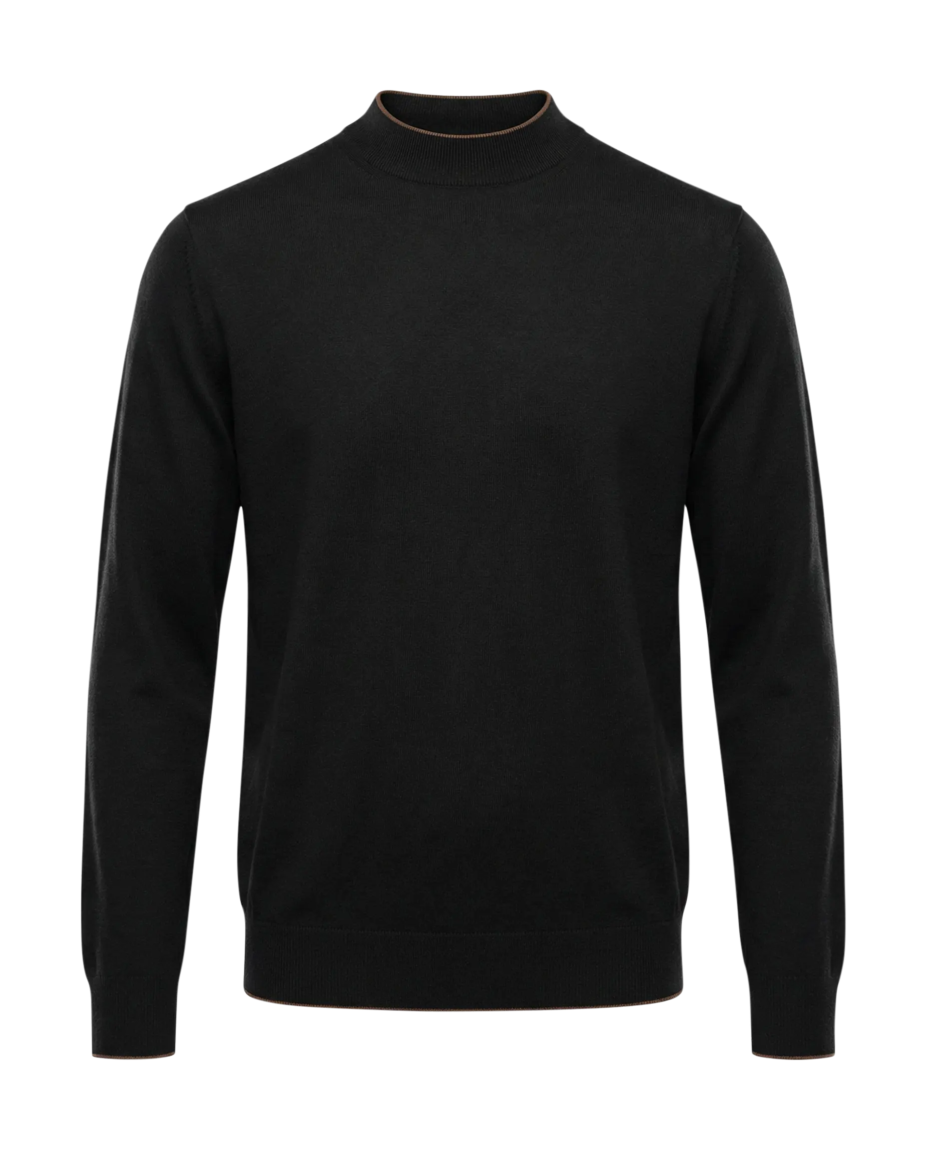 Black turtleneck sweater on a white background