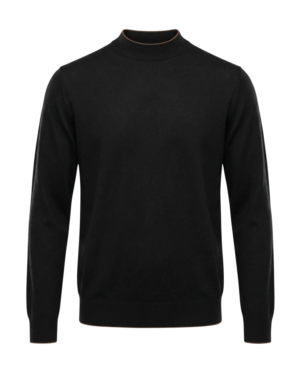 Black turtleneck sweater on a white background