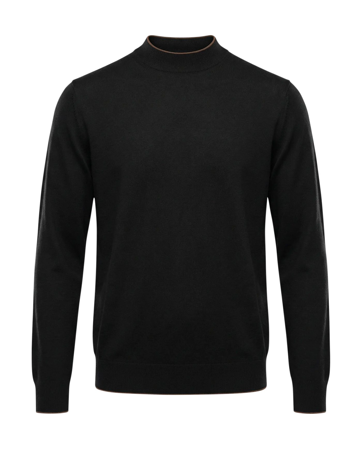 Black turtleneck sweater on a white background