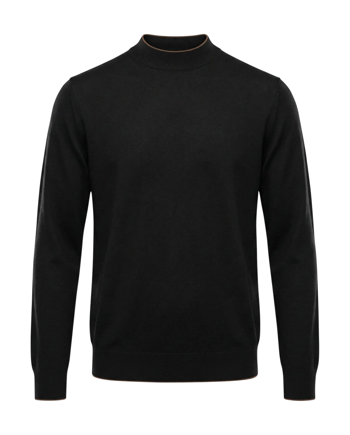 Black turtleneck sweater on a white background