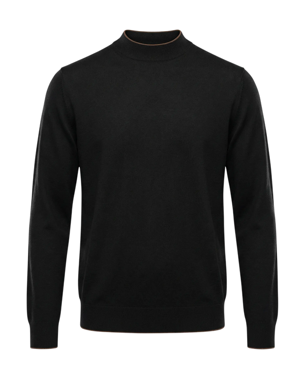 Black turtleneck sweater on a white background