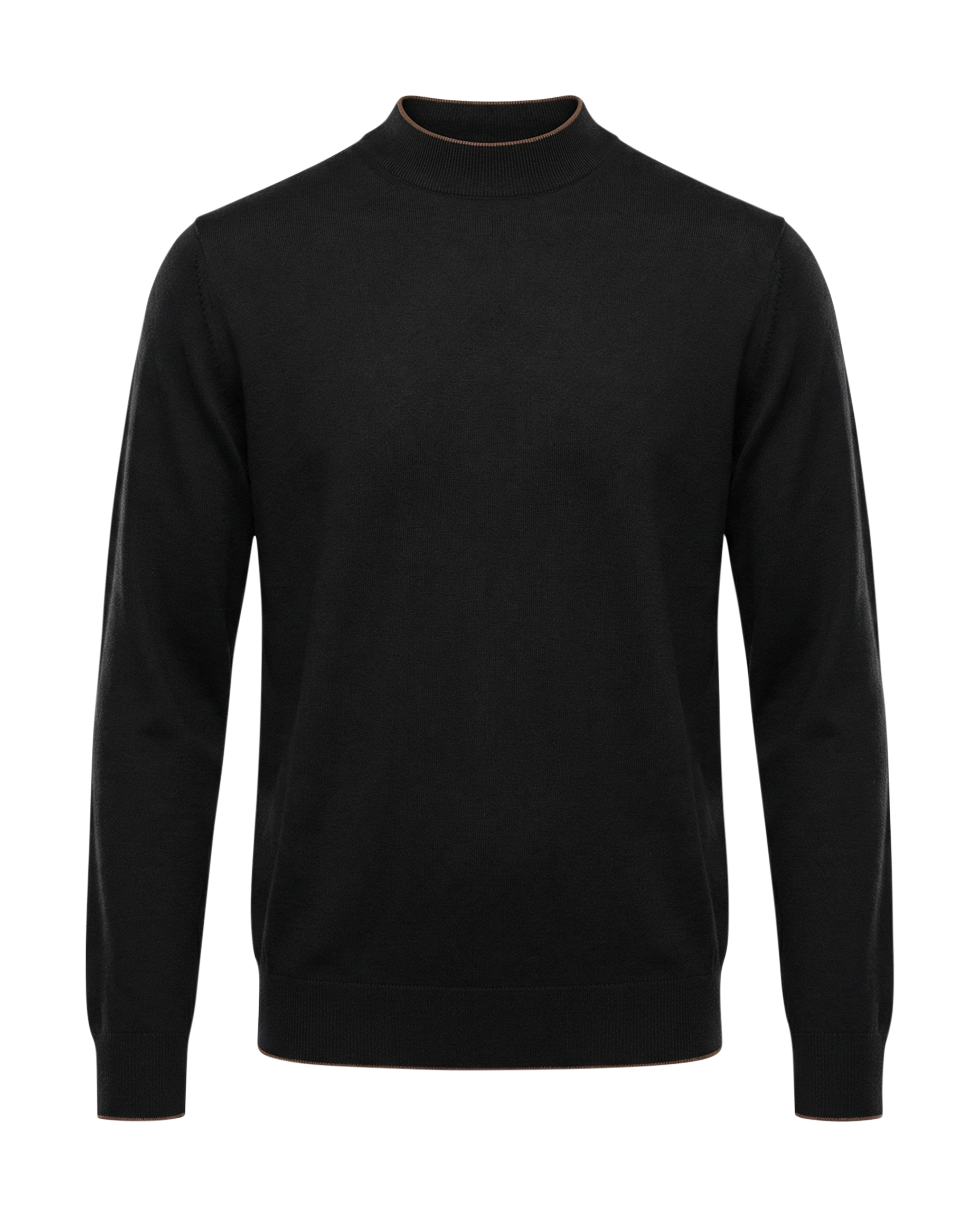 Black turtleneck sweater on a white background