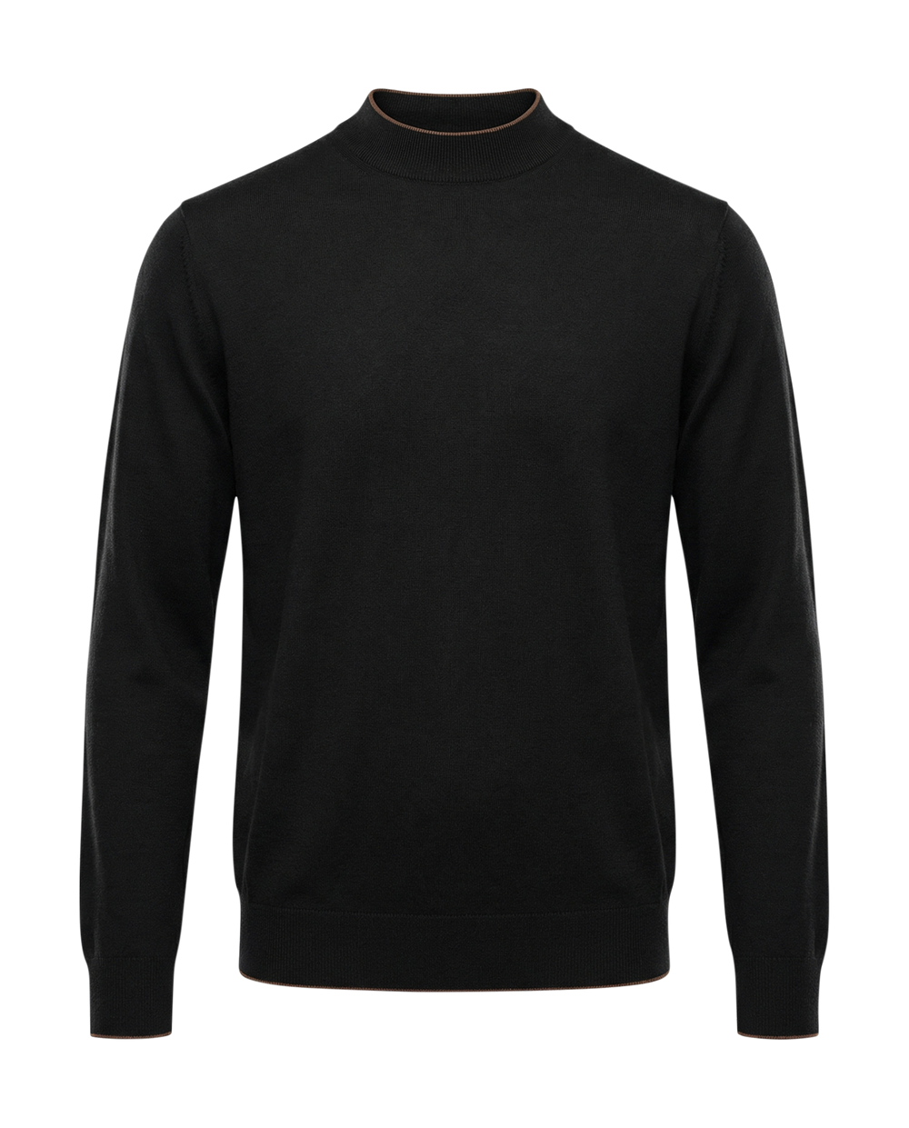 Black turtleneck sweater on a white background