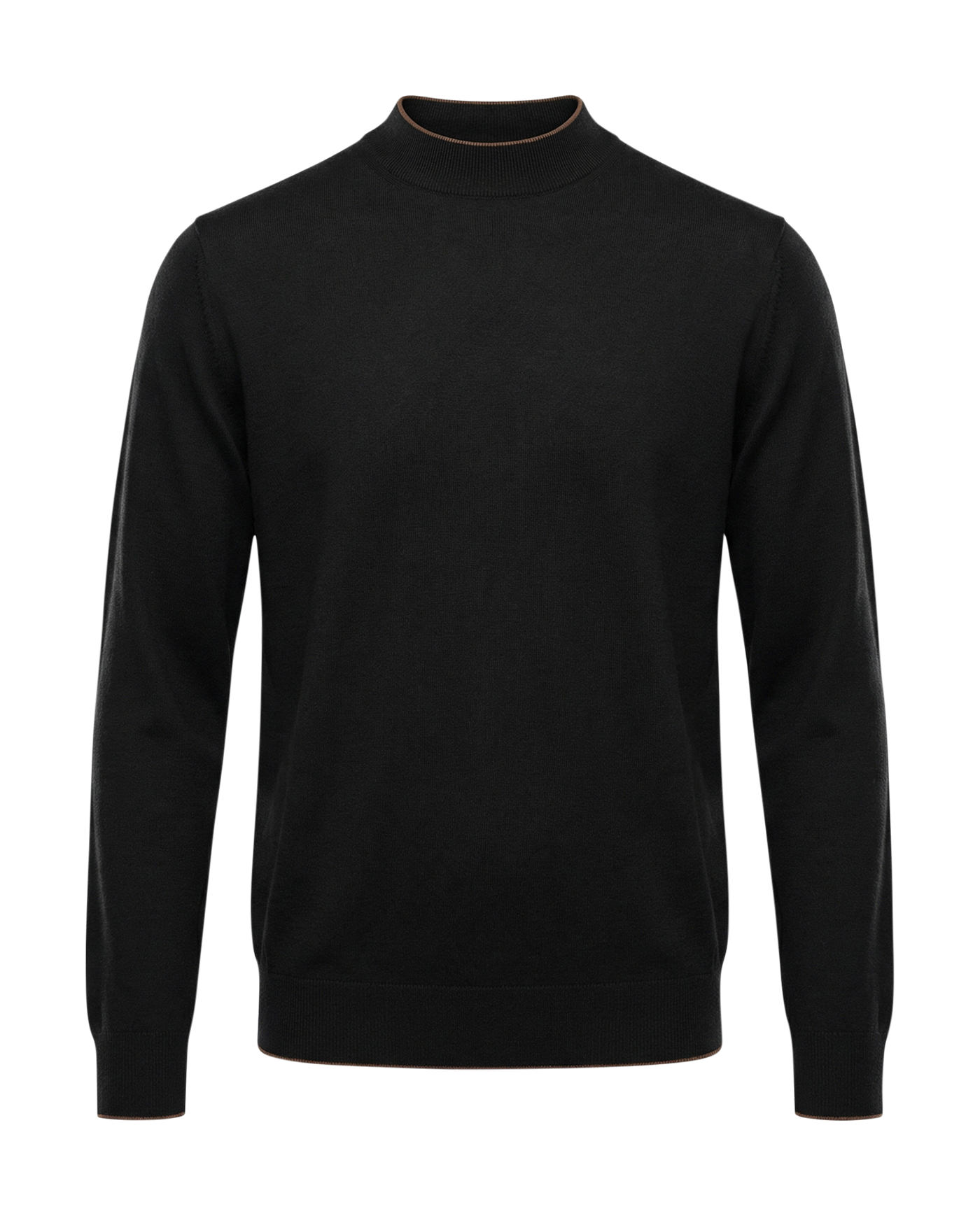 Black turtleneck sweater on a white background