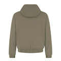Back view of a beige hoodie on a white background