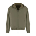 Green jacket with a hood on a white background