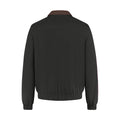 Black jacket with brown collar on a white background