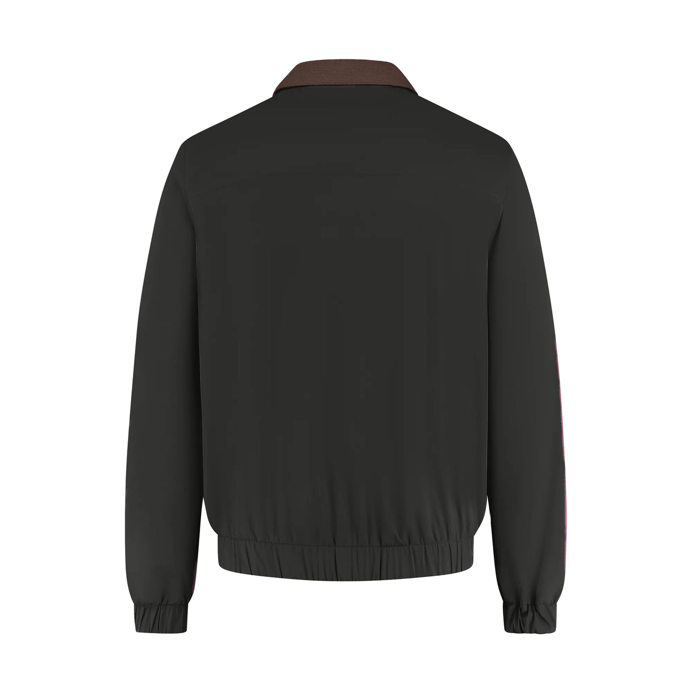 Black jacket with brown collar on a white background