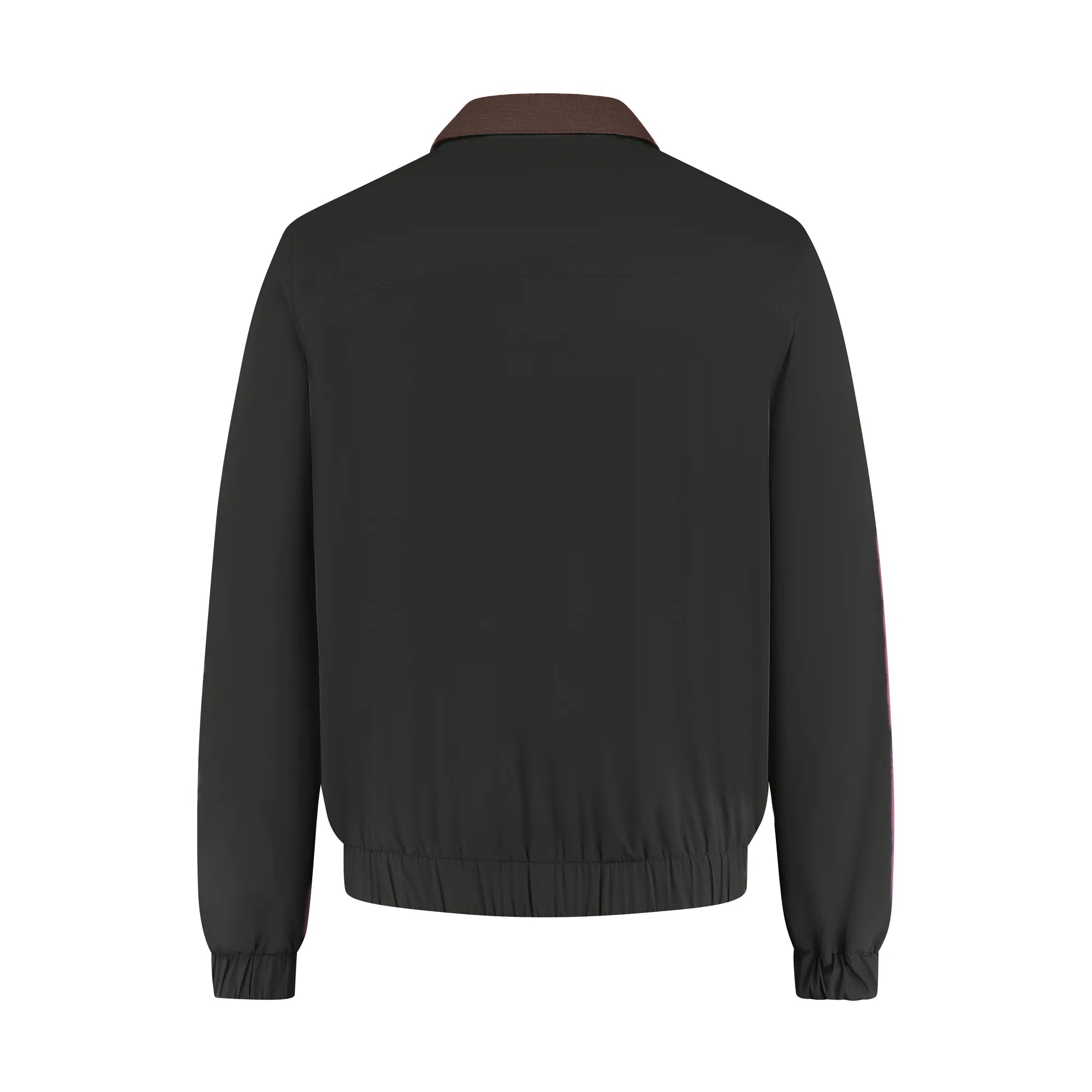Black jacket with brown collar on a white background
