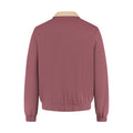 Pink jacket with beige collar on a white background
